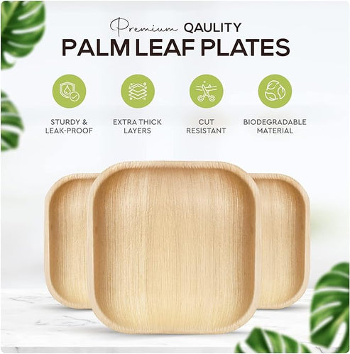 Square Palm Leaf Plates – Eco-Friendly Disposable Dinnerware