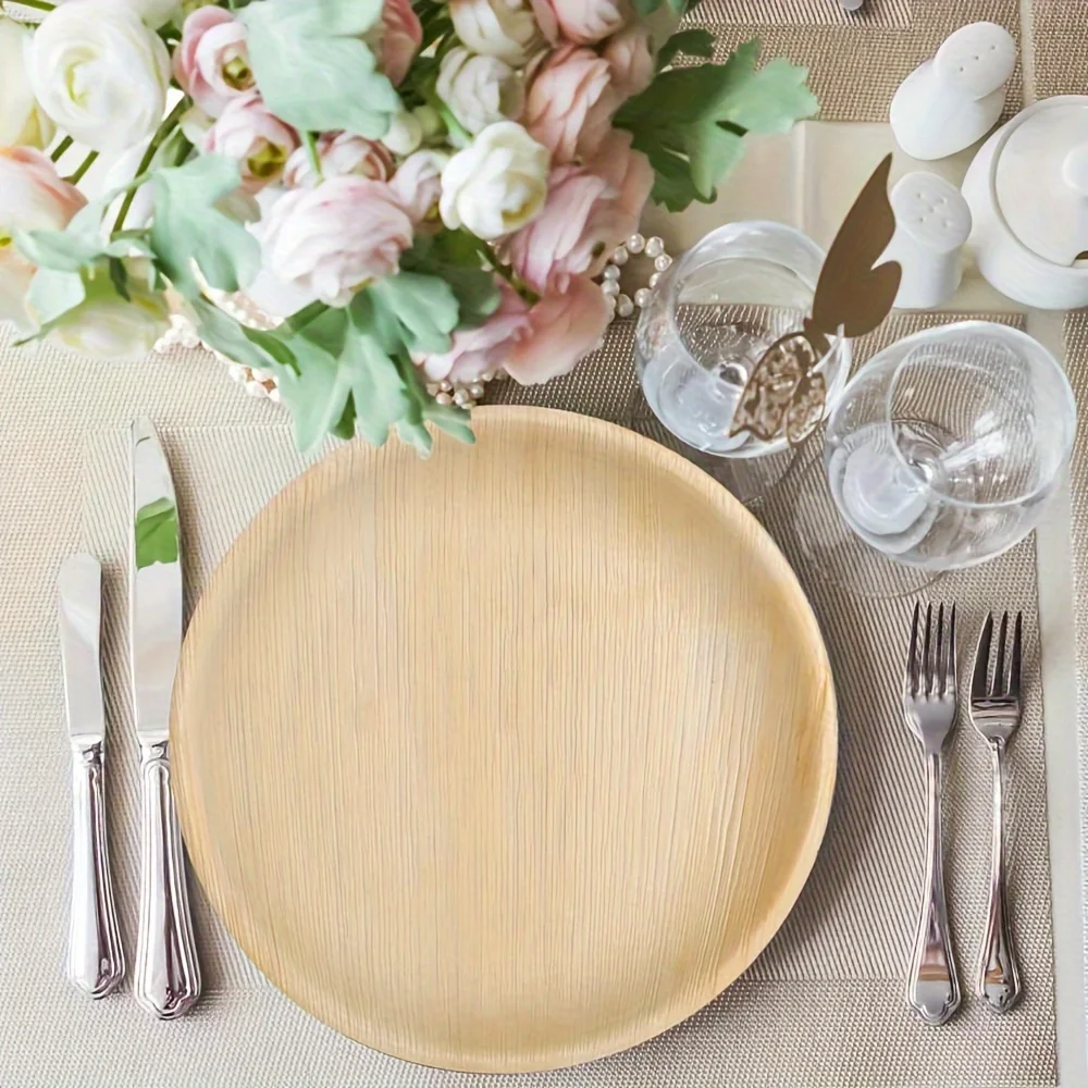 Disposable Round Palm Leaf Plates – Eco-Friendly Biodegradable Dinnerware