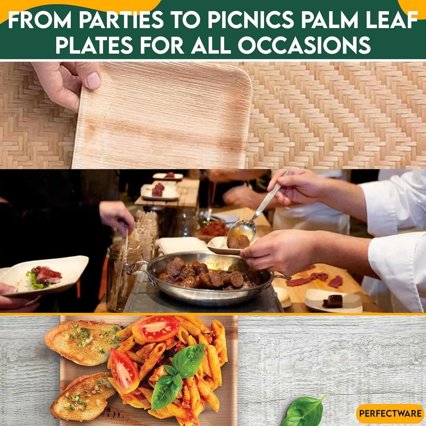 Square Palm Leaf Plates – Eco-Friendly Disposable Dinnerware
