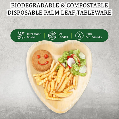 Heart-Shaped Palm Leaf Plates – Eco-Friendly Disposable Dinnerware