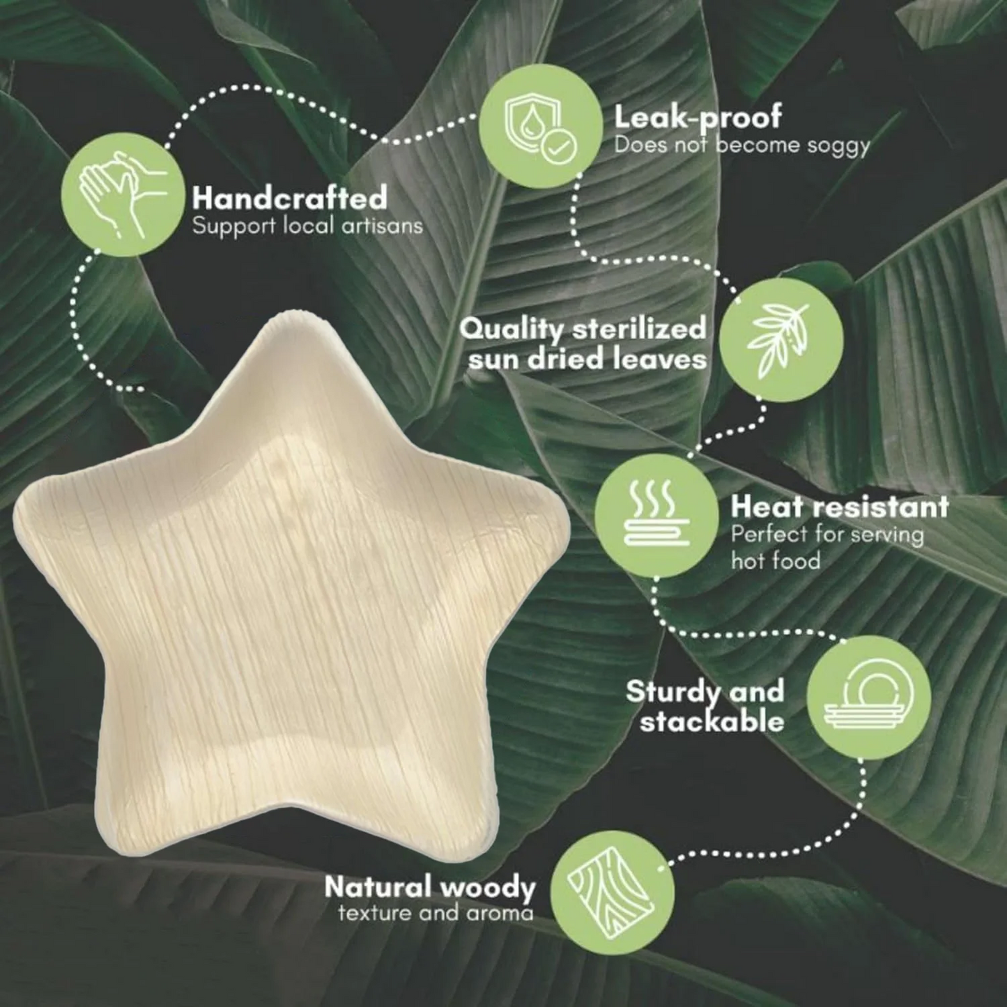 Star-Shaped Palm Leaf Plates – Biodegradable Eco-Friendly Dinnerware