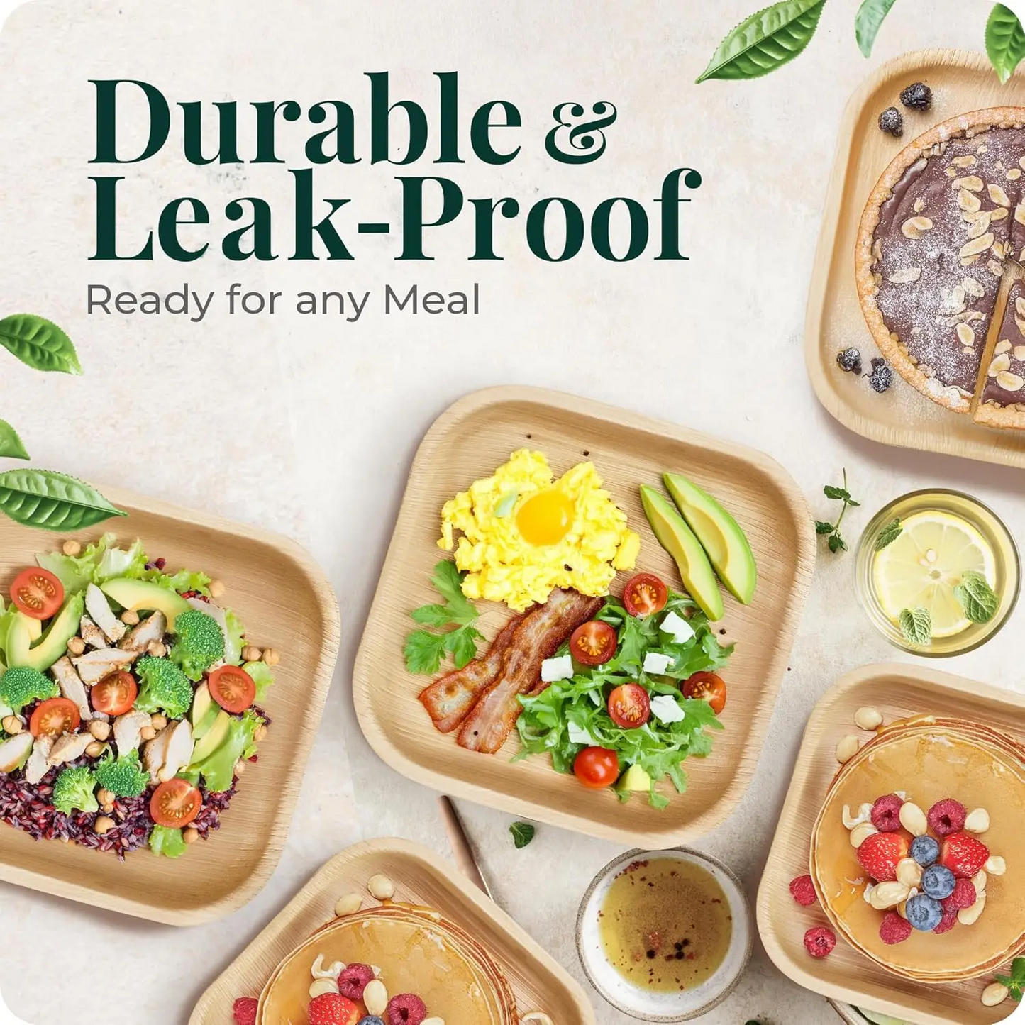 Square Palm Leaf Plates – Eco-Friendly Disposable Dinnerware