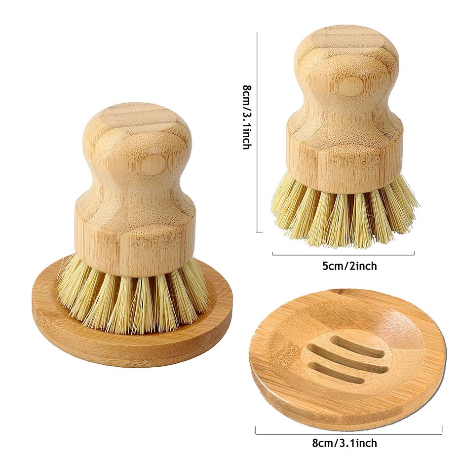 Bamboo Dish Brush – Eco-Friendly, Durable, Non-Scratch Scrubber for Dishes & Pans
