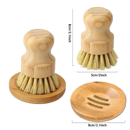 Bamboo Dish Brush – Eco-Friendly, Durable, Non-Scratch Scrubber for Dishes & Pans