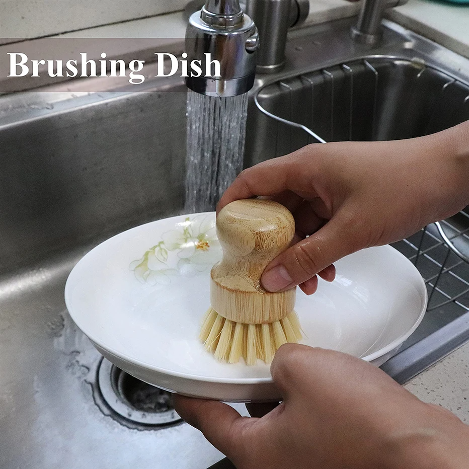 Bamboo Dish Brush – Eco-Friendly, Durable, Non-Scratch Scrubber for Dishes & Pans