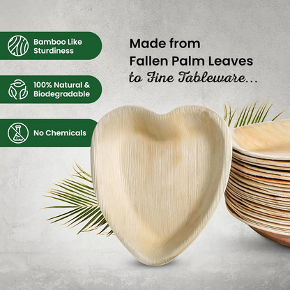 Heart-Shaped Palm Leaf Plates – Eco-Friendly Disposable Dinnerware