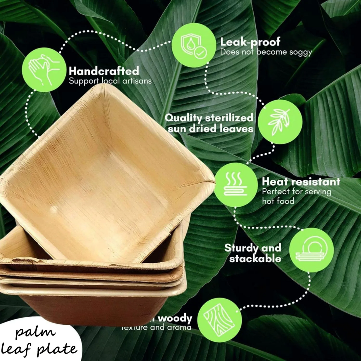 Disposable Palm Leaf Salad Bowls – Eco-Friendly Compostable Bowls