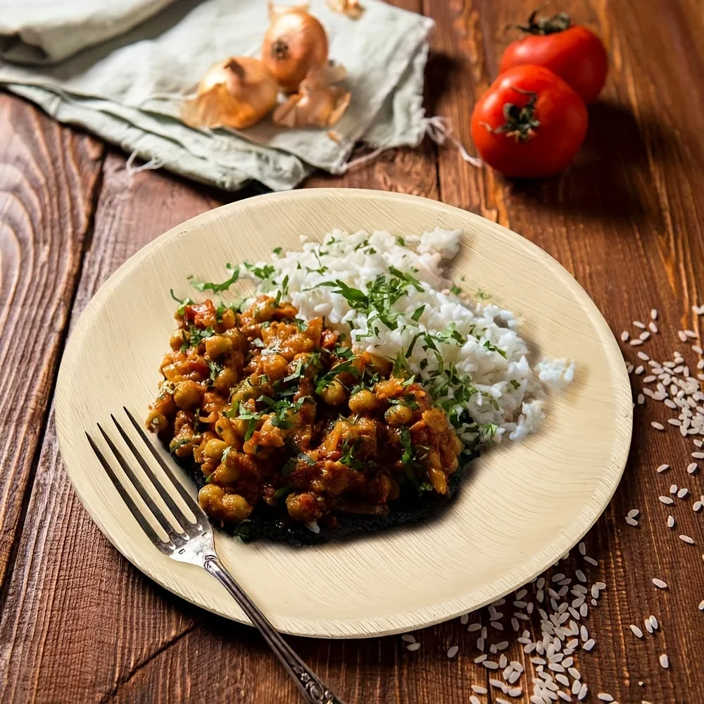 Disposable Round Palm Leaf Plates – Eco-Friendly Biodegradable Dinnerware